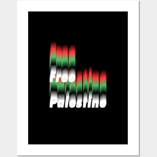 Typographic Free Palestine Flag Colors Posters and Art